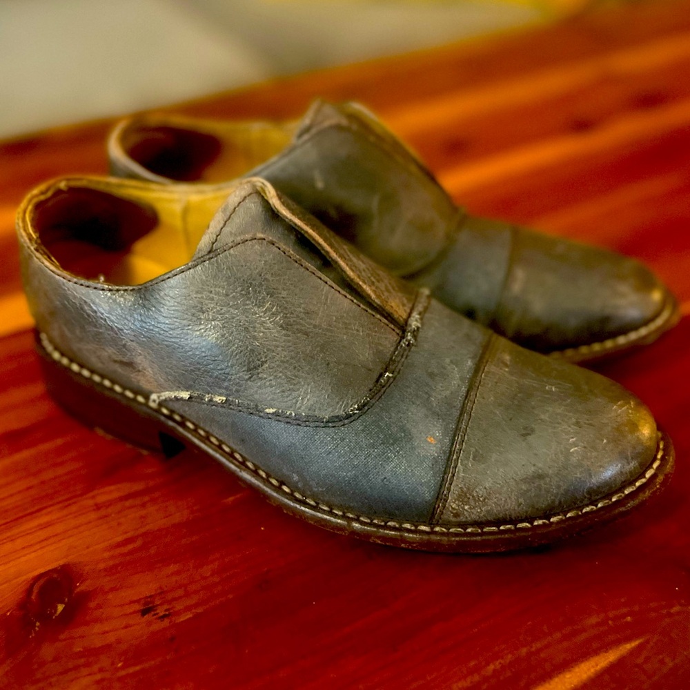 Bed Stu Cobbler Series Rose Leather Slip On Loafer in Gray, Size 7.5